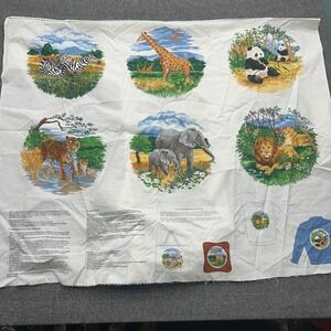 Cranston Vintage Vanishing Wildlife Fabric Applique Craft Panel Cut'n Sew Animal